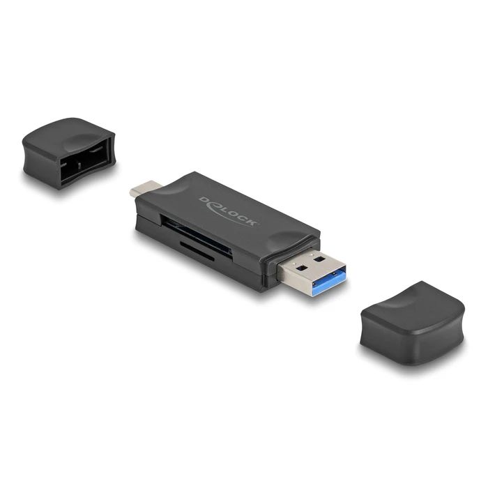 Card Reader Delock 91020 για Sd & Micro Sd, Usb/USB-C, 5Gbps, Μαύρο