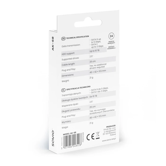 Αντάπτορας Savio Sata-Usb Ak-68 Savio, Usb 3.1