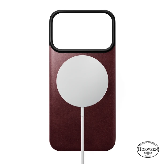 NOMAD Magnetic Leather Back Apple iPhone 18 Pro / 17 Pro MagSafe, Horween leather (burgundy)
