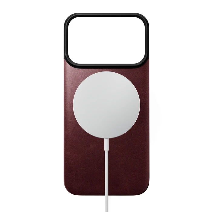NOMAD Magnetic Leather Back Apple iPhone 18 Pro / 17 Pro MagSafe, Horween leather (burgundy)