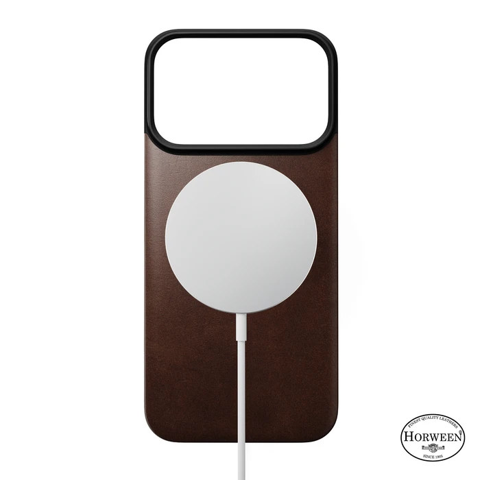 NOMAD Magnetic Leather Back Apple iPhone 18 Pro / 17 Pro MagSafe, Horween leather (rustic brown)