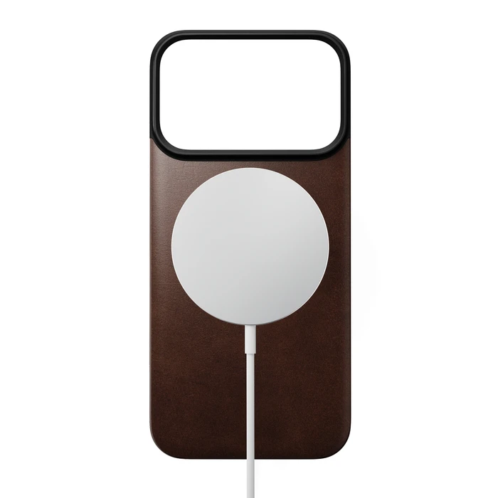 NOMAD Magnetic Leather Back Apple iPhone 18 Pro / 17 Pro MagSafe, Horween leather (rustic brown)