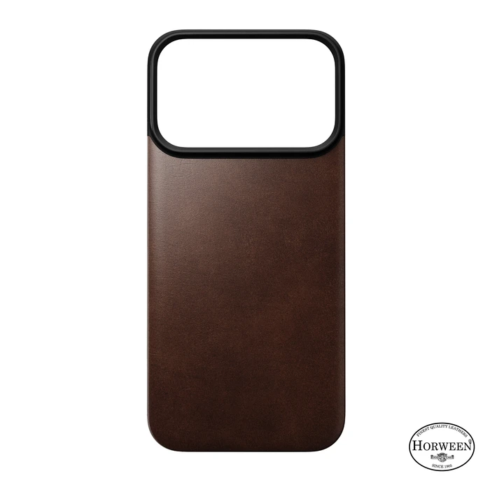 NOMAD Magnetic Leather Back Apple iPhone 18 Pro / 17 Pro MagSafe, Horween leather (rustic brown)