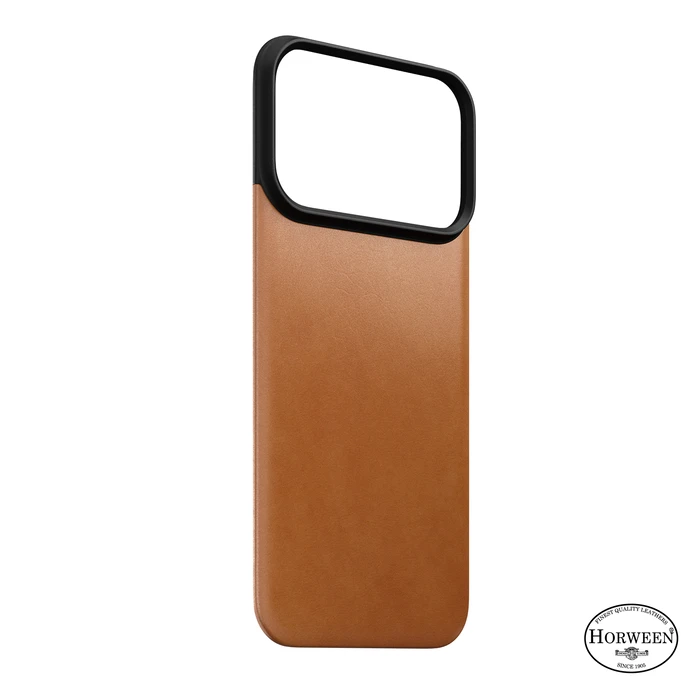 NOMAD Magnetic Leather Back Apple iPhone 18 Pro / 17 Pro MagSafe, Horween leather (saddle)