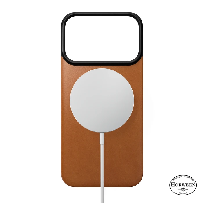 NOMAD Magnetic Leather Back Apple iPhone 18 Pro / 17 Pro MagSafe, Horween leather (saddle)
