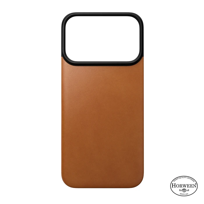 NOMAD Magnetic Leather Back Apple iPhone 18 Pro / 17 Pro MagSafe, Horween leather (saddle)
