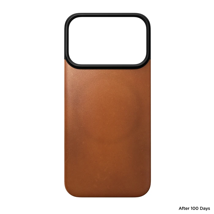 NOMAD Magnetic Leather Back Apple iPhone 18 Pro / 17 Pro MagSafe, Horween leather (saddle)