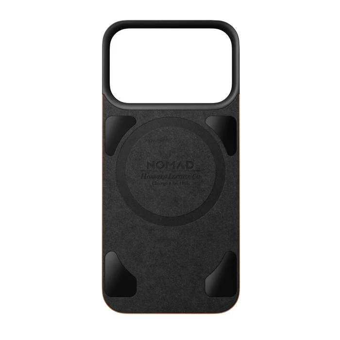 NOMAD Magnetic Leather Back Apple iPhone 18 Pro / 17 Pro MagSafe, Horween leather (saddle)