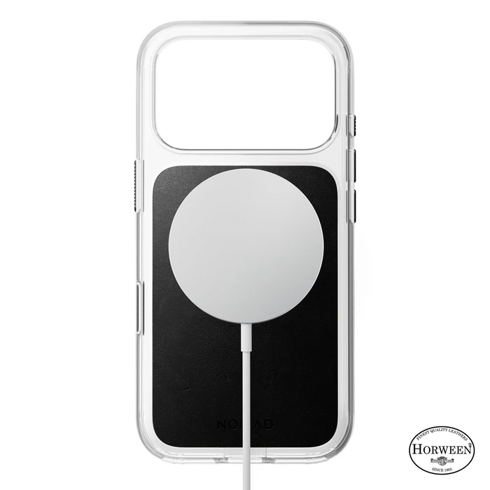 NOMAD Clear Leather Case Apple iPhone 18 Pro / 17 Pro MagSafe, Horween leather (black)