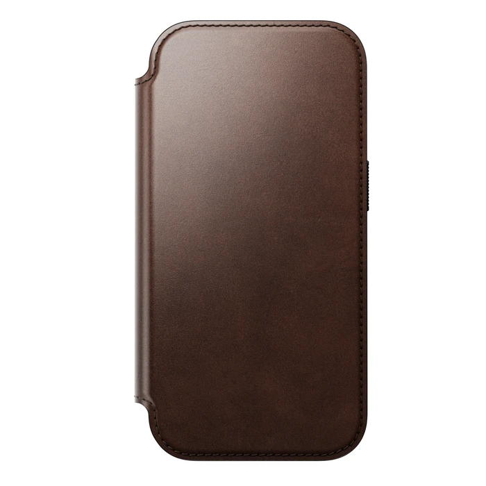 NOMAD Modern Leather Folio Apple iPhone 18 Pro / 17 Pro MagSafe, Horween leather (rustic brown)