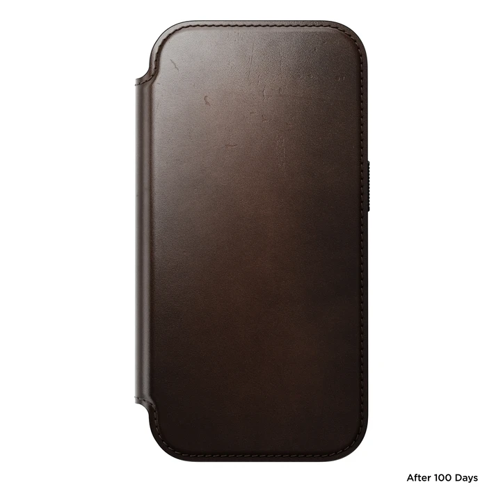 NOMAD Modern Leather Folio Apple iPhone 18 Pro / 17 Pro MagSafe, Horween leather (rustic brown)