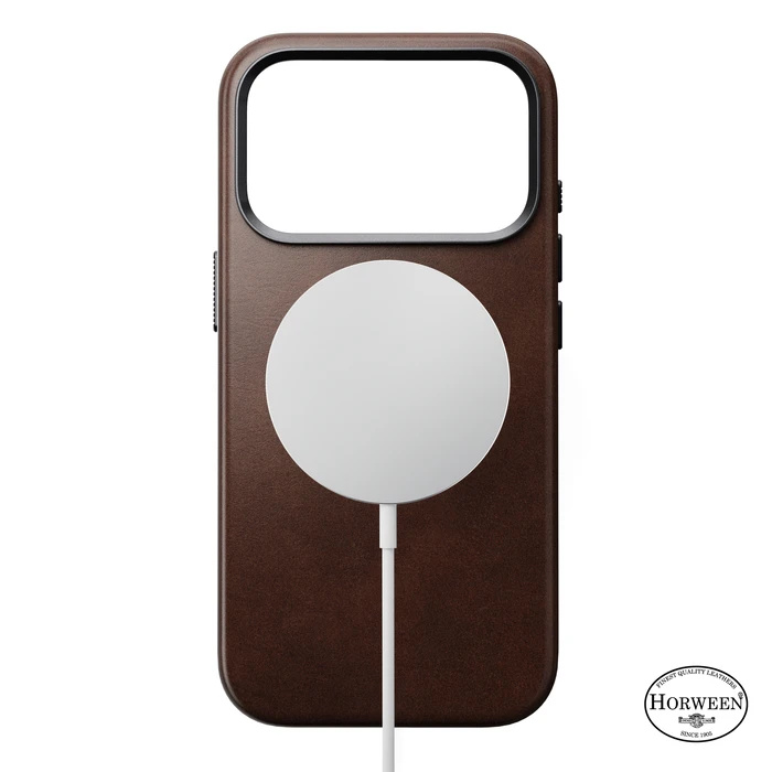 NOMAD Traditional Leather Case Apple iPhone 18 Pro / 17 Pro MagSafe, Horween leather (rustic brown)