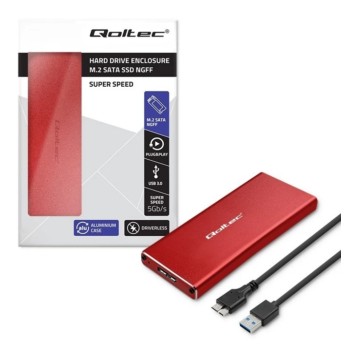 Θήκη Σκληρού Δίσκου Qoltec M.2 Ssd Drive Sata,Ngff,Usb3.0,2tb