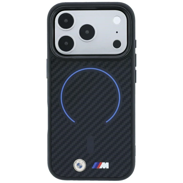BMW M Kevlar Blue Print Ring Metal Logo MagSafe Apple iPhone 18 Pro / 17 Pro black