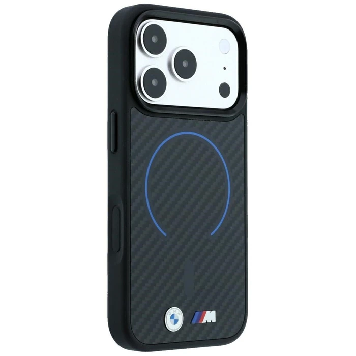 BMW M Kevlar Blue Print Ring Metal Logo MagSafe Apple iPhone 18 Pro / 17 Pro black