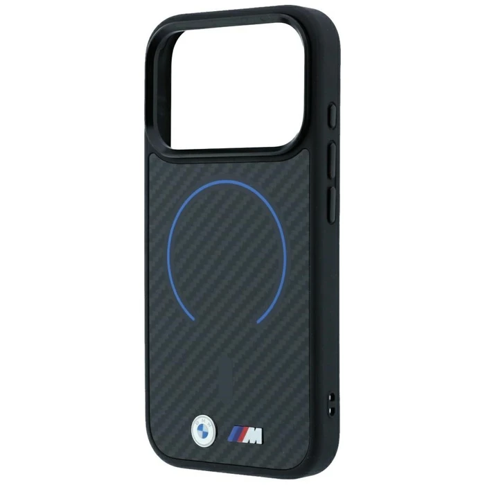 BMW M Kevlar Blue Print Ring Metal Logo MagSafe Apple iPhone 18 Pro / 17 Pro black