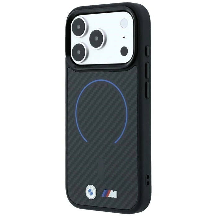 BMW M Kevlar Blue Print Ring Metal Logo MagSafe Apple iPhone 18 Pro Max / 17 Pro Max black