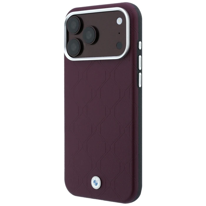 BMW Sign Deboss Quilted Metal Logo MagSafe Apple iPhone 18 Pro / 17 Pro burgundy