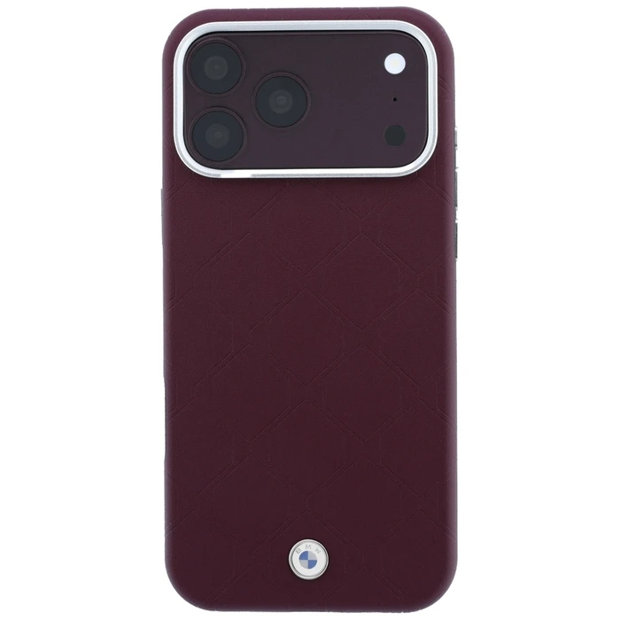 BMW Sign Deboss Quilted Metal Logo MagSafe Apple iPhone 18 Pro / 17 Pro burgundy