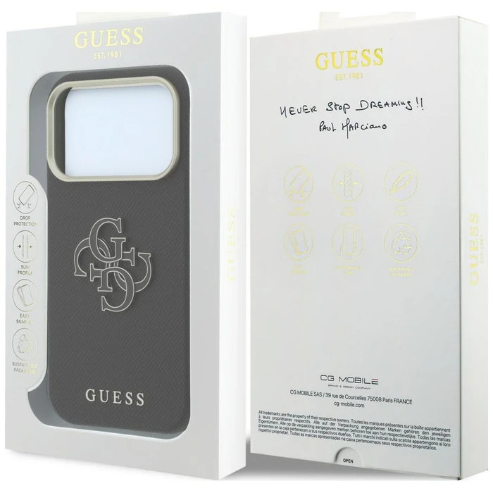Guess Grained & Big Resin Logo Apple iPhone 18 Pro / 17 Pro black