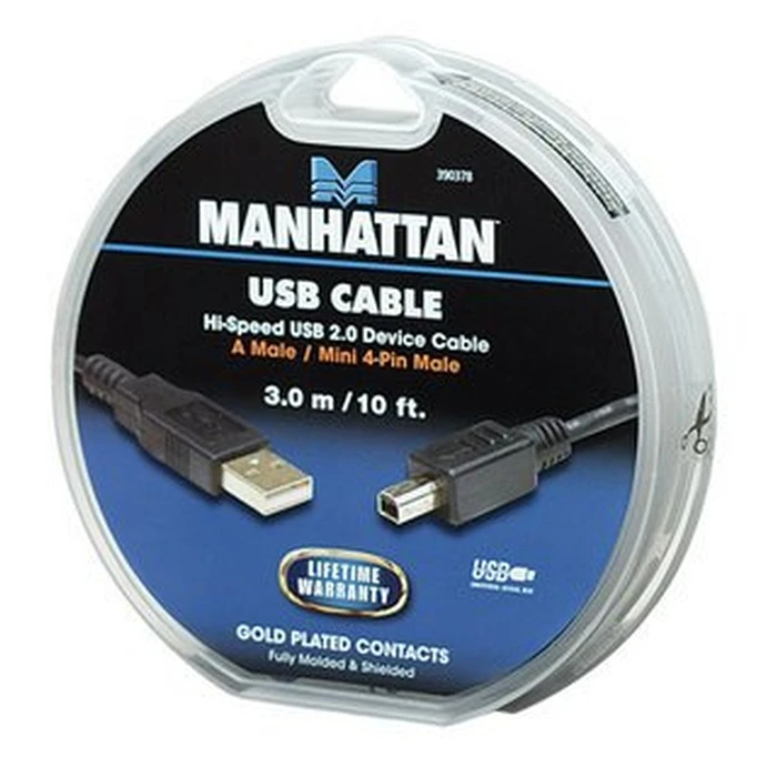 Καλώδιο USB Manhattan USB A σε Mini-USB 4pin M/M 3m