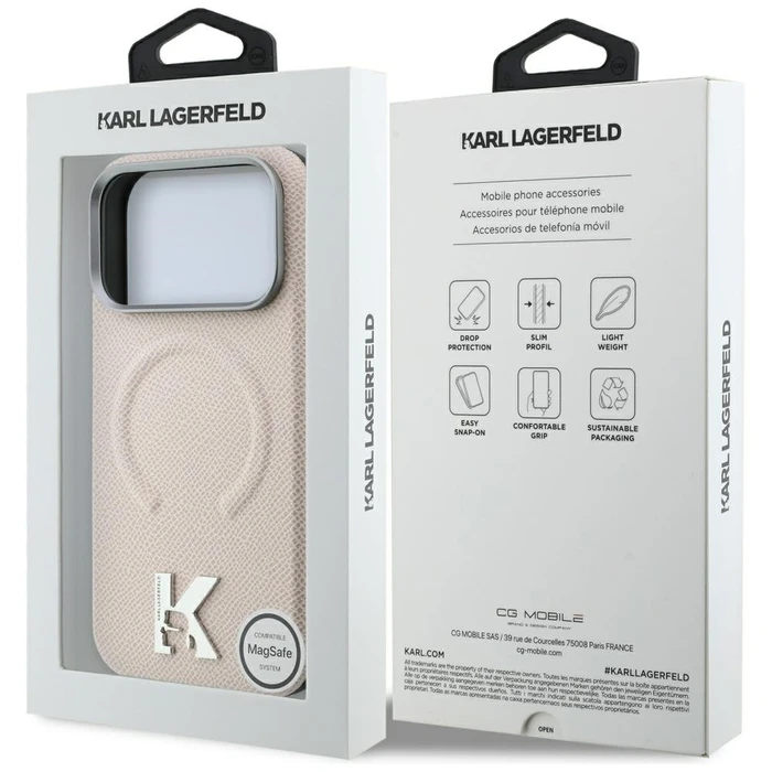 Karl Lagerfeld Grained Embossed Ring & Kameo Logo MagSafe Apple iPhone 18 Pro / 17 Pro beige