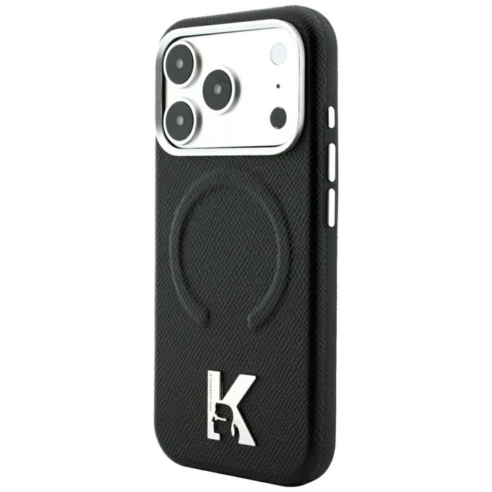 Karl Lagerfeld Grained Embossed Ring & Kameo Logo MagSafe Apple iPhone 18 Pro / 17 Pro black