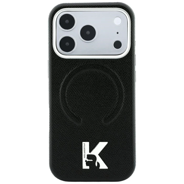 Karl Lagerfeld Grained Embossed Ring & Kameo Logo MagSafe Apple iPhone 18 Pro / 17 Pro black
