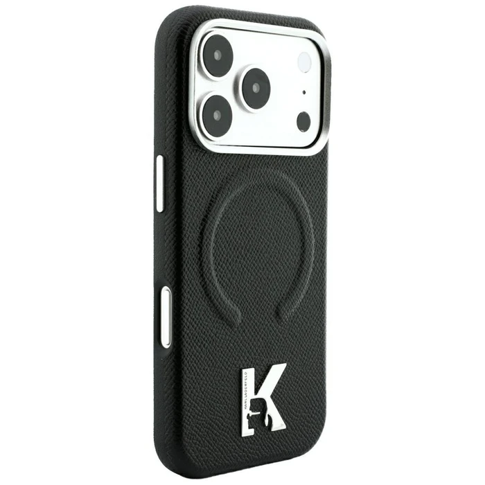 Karl Lagerfeld Grained Embossed Ring & Kameo Logo MagSafe Apple iPhone 18 Pro / 17 Pro black