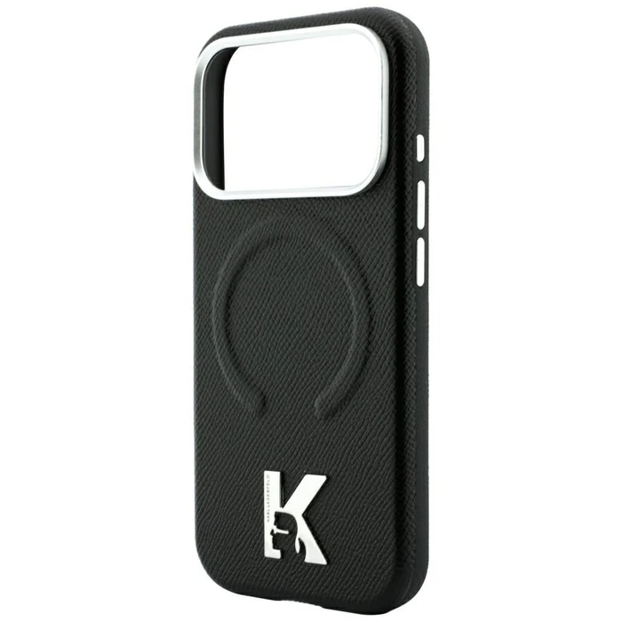 Karl Lagerfeld Grained Embossed Ring & Kameo Logo MagSafe Apple iPhone 18 Pro / 17 Pro black