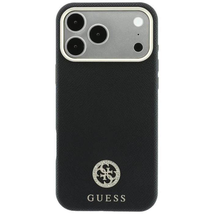 Guess Grained Round Strass Logo MagSafe Apple iPhone 18 Pro / 17 Pro black