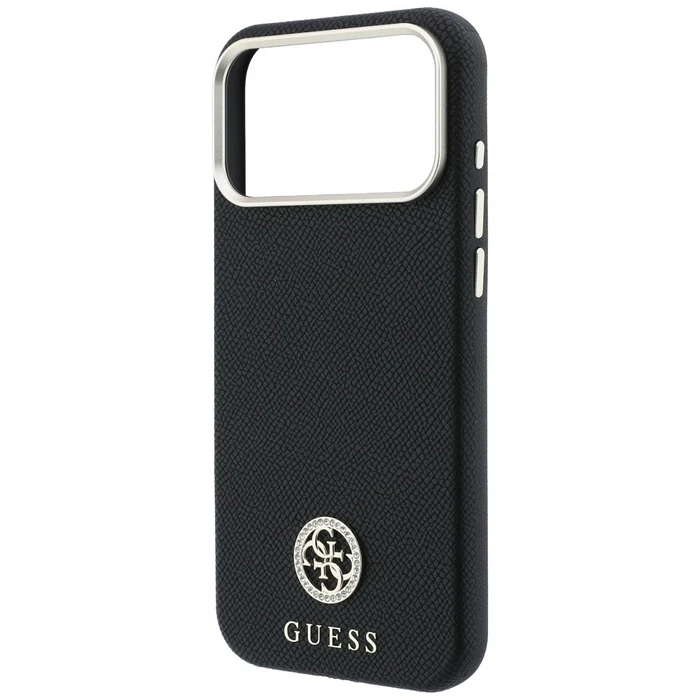 Guess Grained Round Strass Logo MagSafe Apple iPhone 18 Pro / 17 Pro black