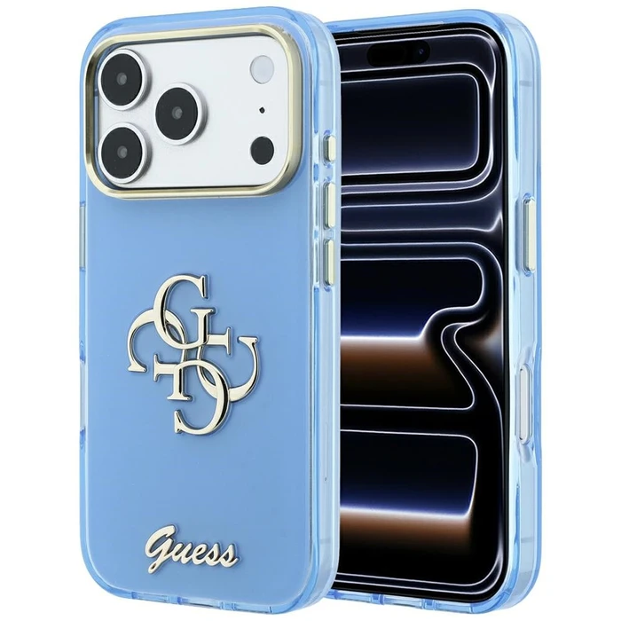Guess IML 4G Script Metal Apple iPhone 18 Pro Max / 17 Pro Max light blue
