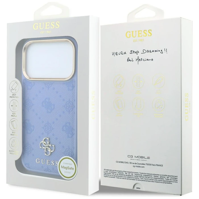 Guess Peony 4G Small Logo MagSafe Apple iPhone 18 Pro / 17 Pro light blue