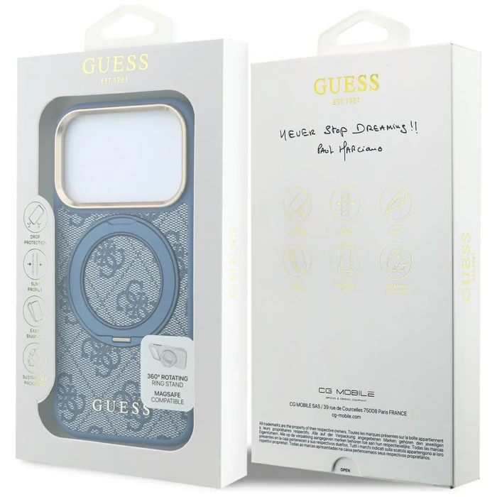 Guess Ring Stand 360 4G Classic Logo MagSafe Apple iPhone 18 Pro / 17 Pro blue