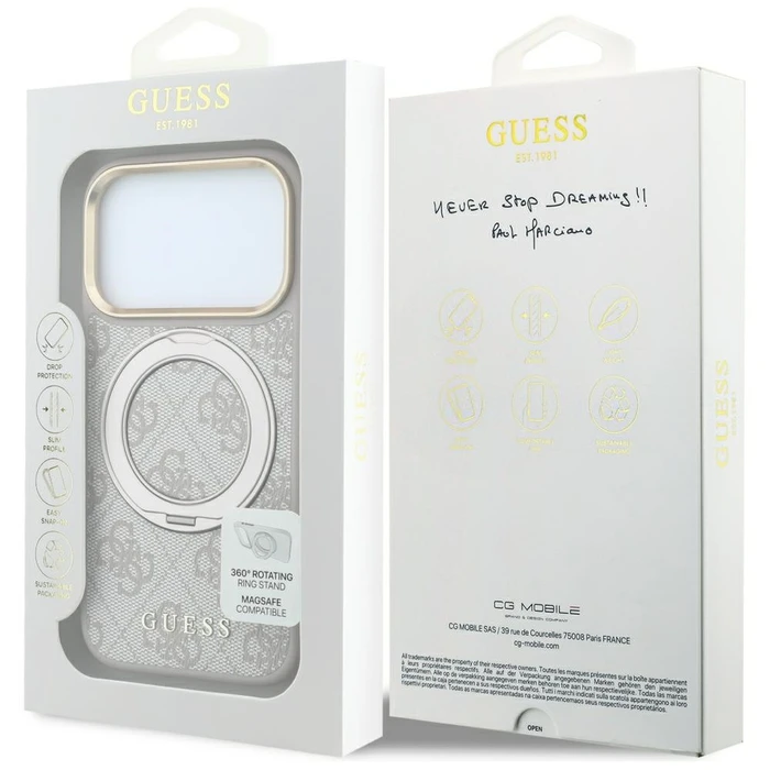 Guess Ring Stand 360 4G Classic Logo MagSafe Apple iPhone 18 Pro / 17 Pro pink