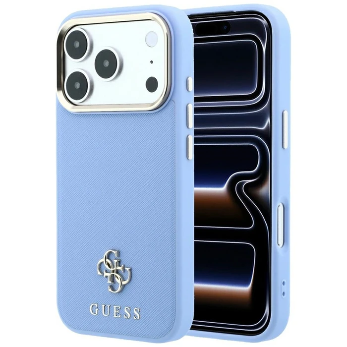 Guess Saffiano Small 4G & Classic Logo MagSafe Apple iPhone 18 Pro / 17 Pro light blue