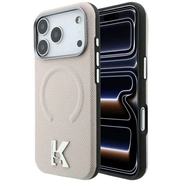 Karl Lagerfeld Grained Embossed Ring & Kameo Logo MagSafe Apple iPhone 18 Pro Max / 17 Pro Max beige