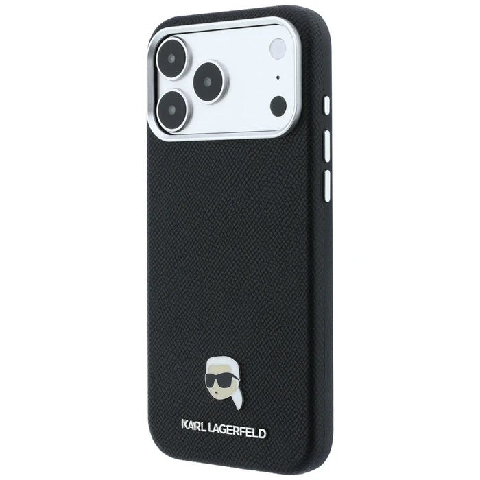 Karl Lagerfeld Grained Karl Head Metal MagSafe Apple iPhone 18 Pro / 17 Pro black