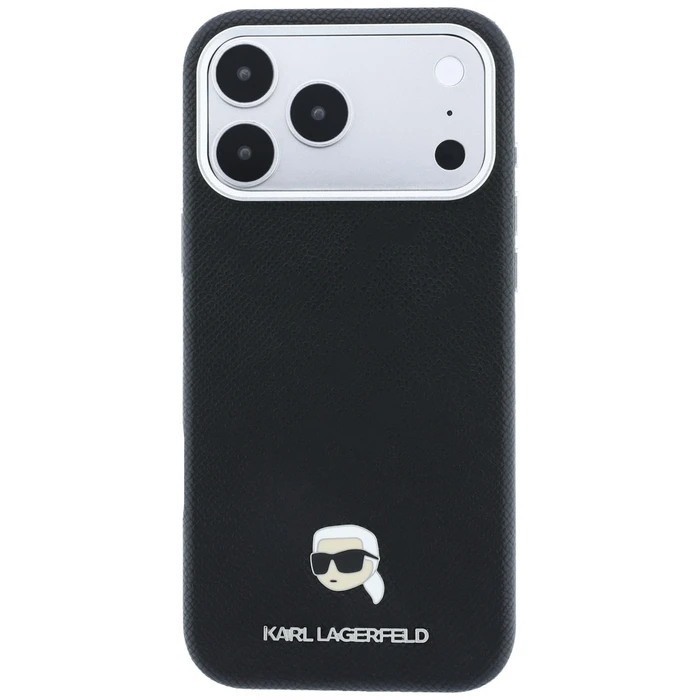 Karl Lagerfeld Grained Karl Head Metal MagSafe Apple iPhone 18 Pro / 17 Pro black