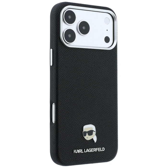 Karl Lagerfeld Grained Karl Head Metal MagSafe Apple iPhone 18 Pro / 17 Pro black