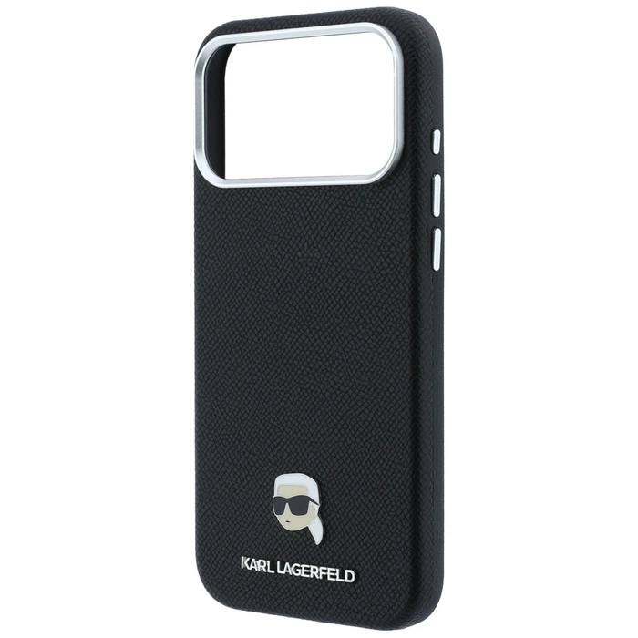 Karl Lagerfeld Grained Karl Head Metal MagSafe Apple iPhone 18 Pro / 17 Pro black