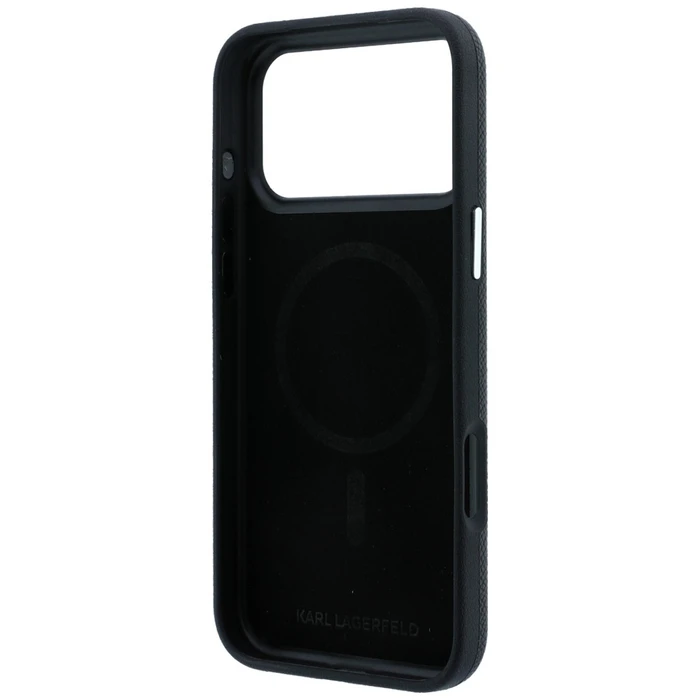 Karl Lagerfeld Grained Karl Head Metal MagSafe Apple iPhone 18 Pro / 17 Pro black
