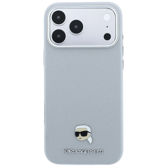 Karl Lagerfeld Grained Karl Head Metal MagSafe Apple iPhone 18 Pro / 17 Pro grey