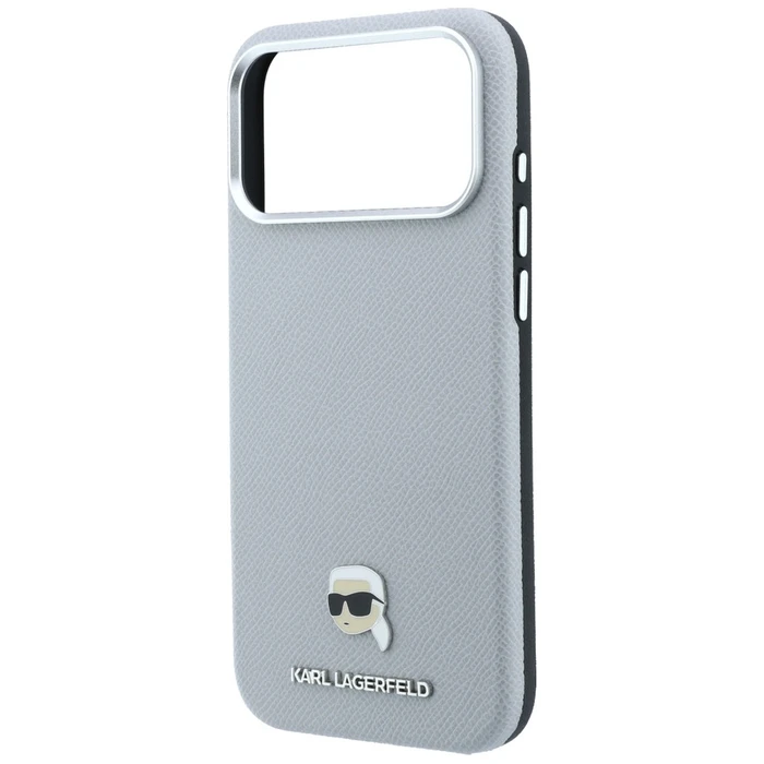 Karl Lagerfeld Grained Karl Head Metal MagSafe Apple iPhone 18 Pro / 17 Pro grey