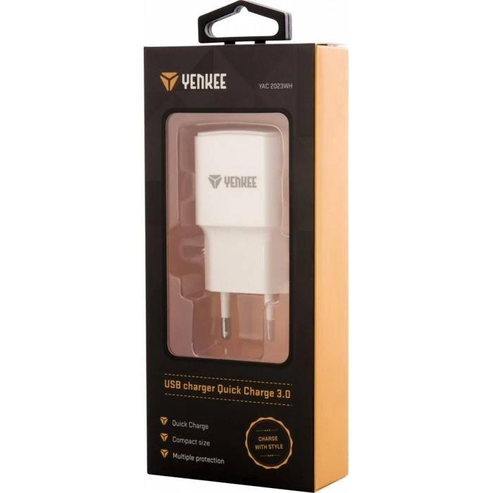 Φορτιστής Πρίζας Yenkee USB A 18W 3A Quick Charge 3.0 