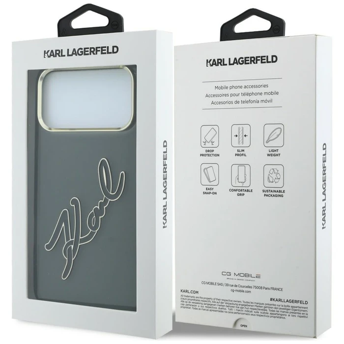 Karl Lagerfeld IML Big Signature Resin Metal Frame Apple iPhone 18 Pro / 17 Pro black