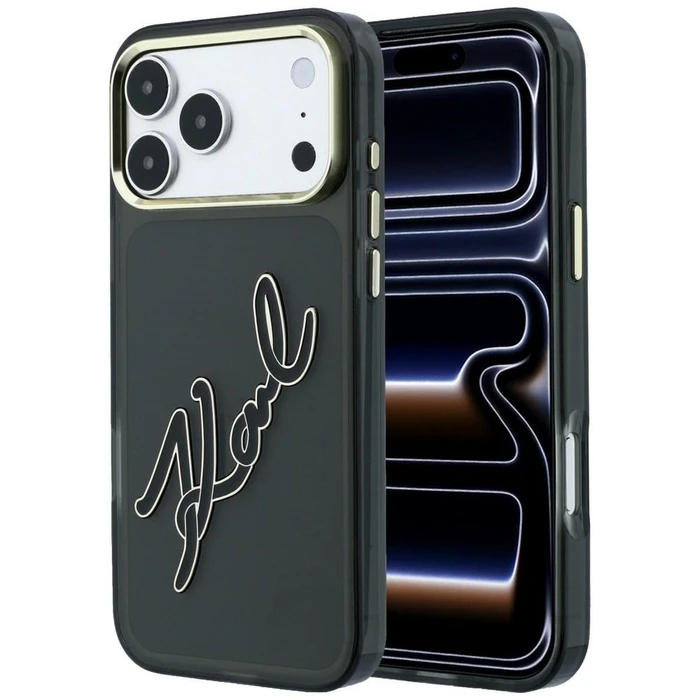 Karl Lagerfeld IML Big Signature Resin Metal Frame Apple iPhone 18 Pro Max / 17 Pro Max black