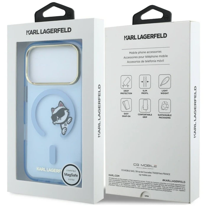 Karl Lagerfeld Peekaboo Logo MagSafe Apple iPhone 18 Pro / 17 Pro light blue