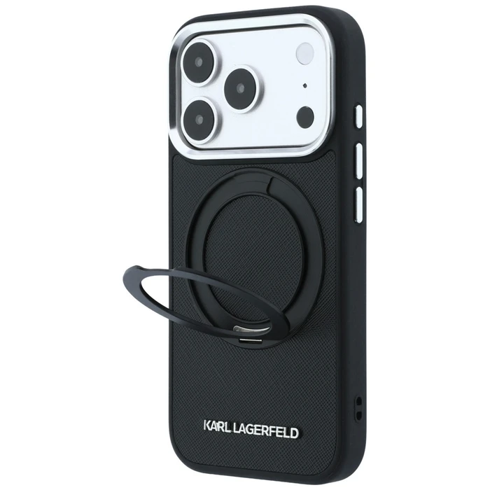 Karl Lagerfeld Ring Stand 360 Saffiano Classic Logo MagSafe Apple iPhone 18 Pro / 17 Pro black